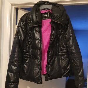 DKNY Women's Black Puffer Coat  with Pink Lining.  Excellent condition.
